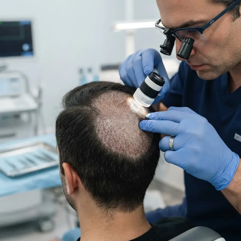 Hair and scalp examination during transplant planning